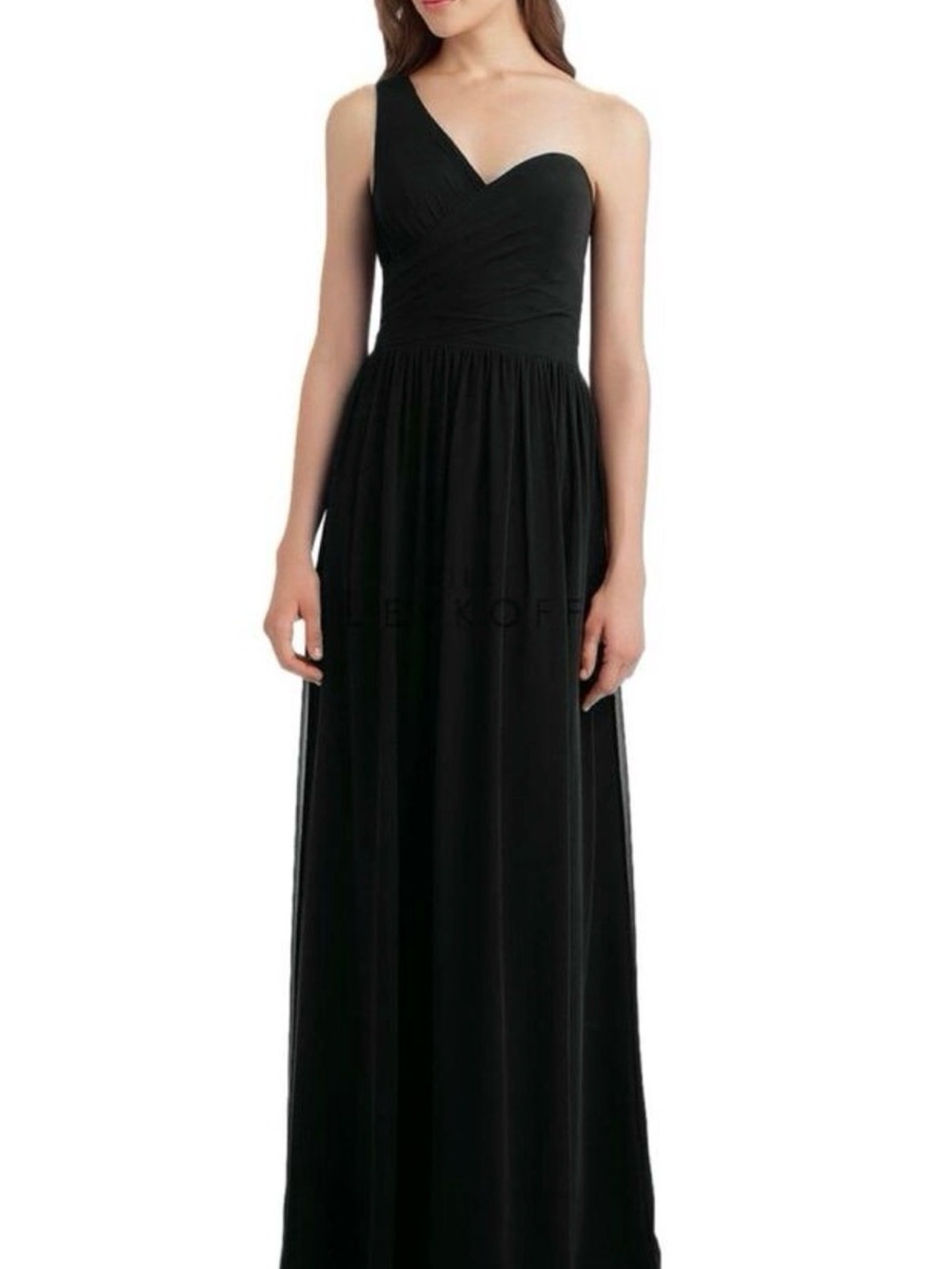 Bill Levkoff One-Shoulder Black Maxi Dress